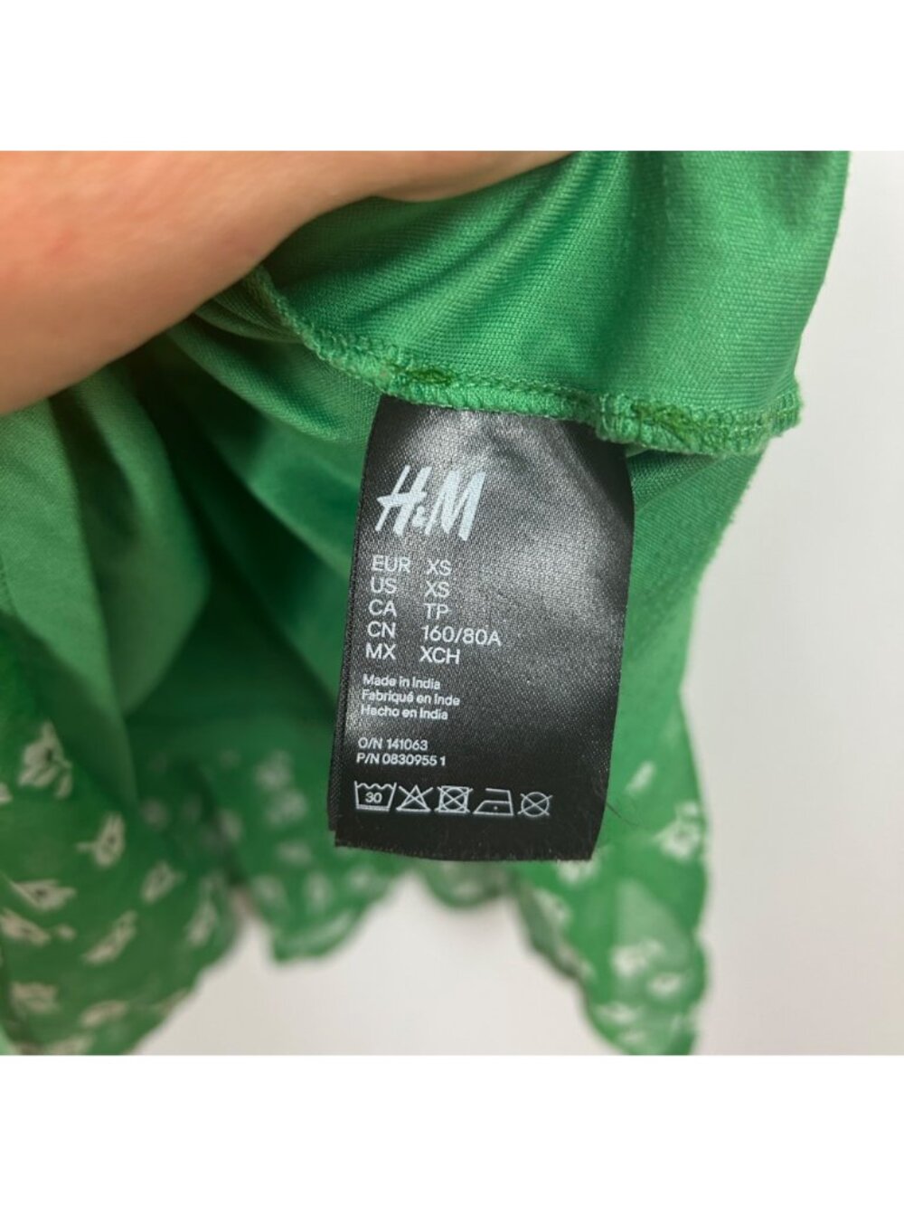 H&M Green Floral Chiffon Maxi Dress Tiered Cottage Prairie Size XS Women's - Picture 5 of 6